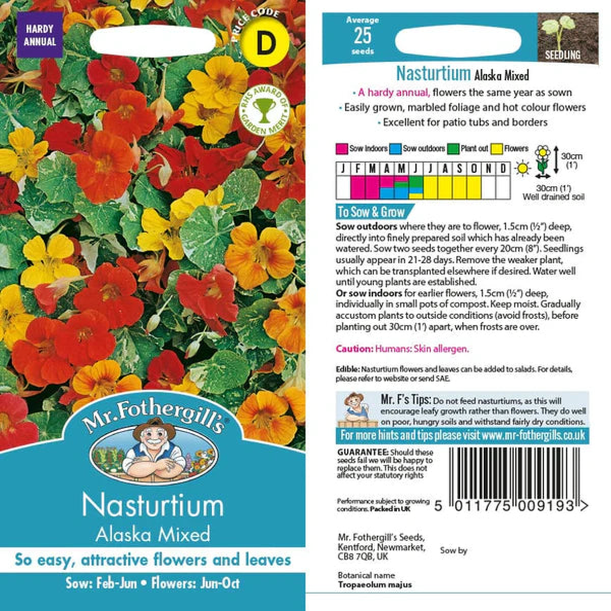 Mr Fothergills Nasturtium Alaska Mixed Seeds