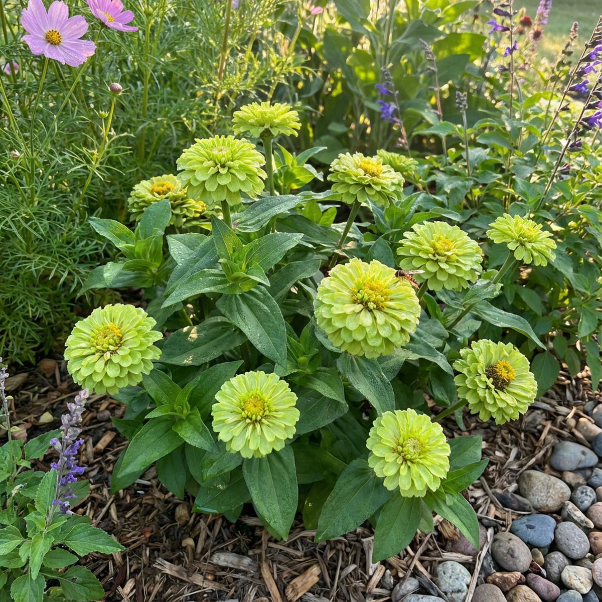 Zinnia green Flowering Seeds for Planting Essentials in Premium Rang