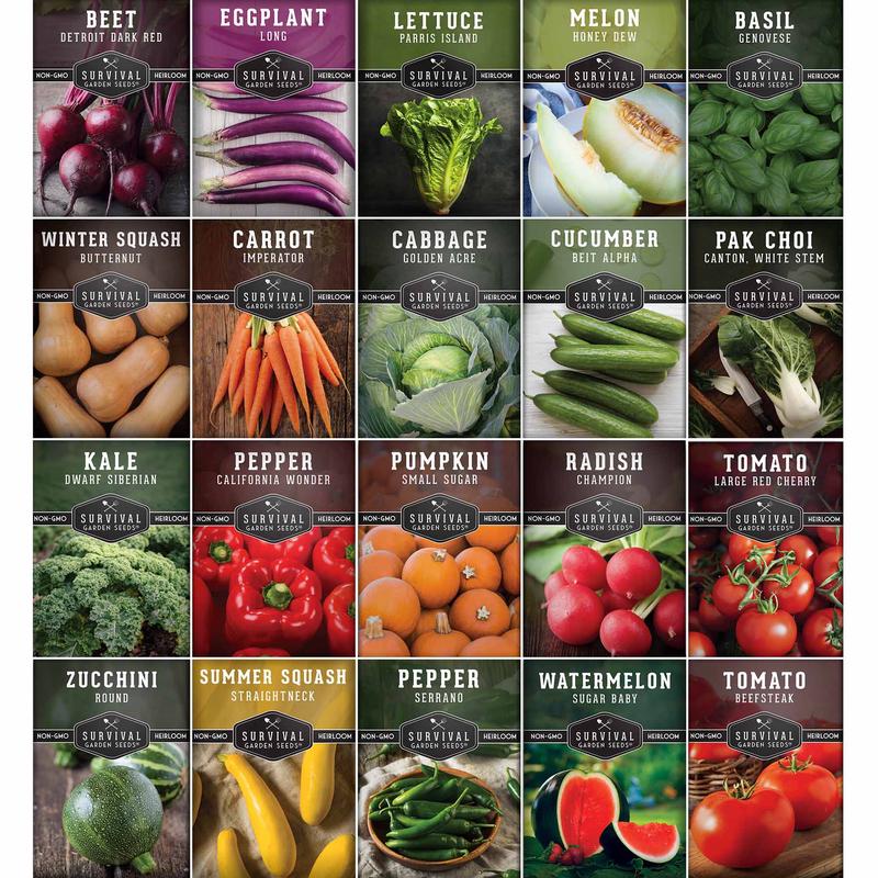 20 Variety Vegetable Garden Starter Seed Collection  Non-GMO Heirloom Kit for Beginner-Friendly Home Growing