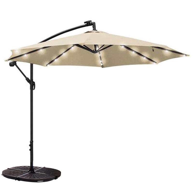 Umbrella, 10ft, LED, Offset, Linen