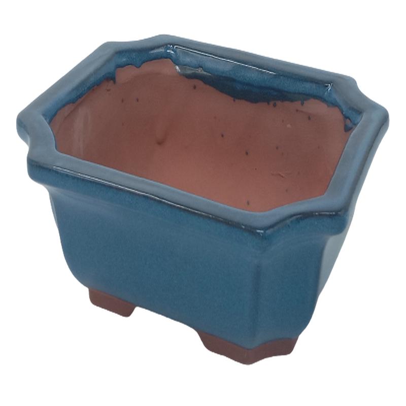 20 x 16 x 7 cm - Glazed Bonsai Pot - Midnight Blue