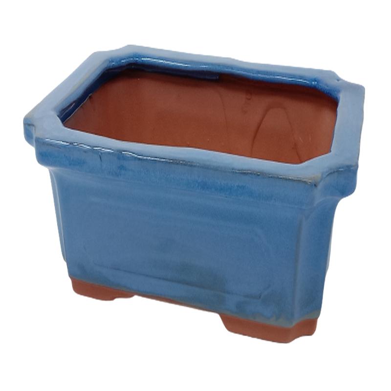 26 x 18 x 7cm - Glazed Bonsai Container -  Blue
