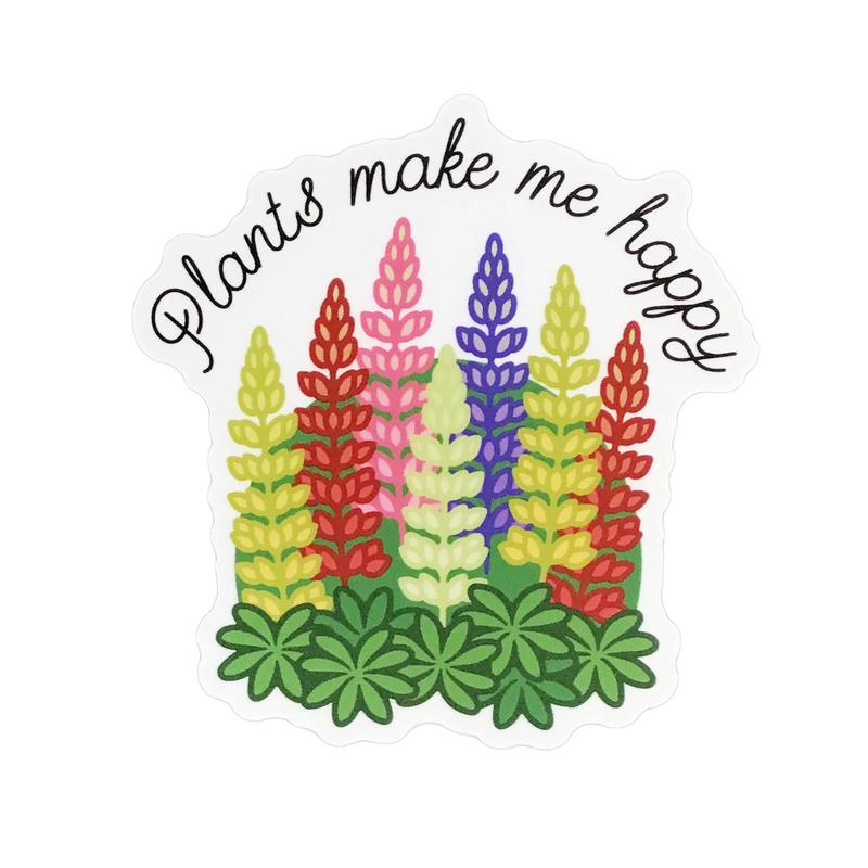 Sticker, 3in,Plants Make Me Happy Lupins