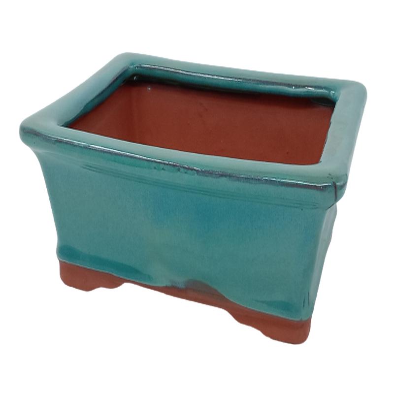 25 x 20 x 7cm - Glazed Bonsai Pot - Moss Green