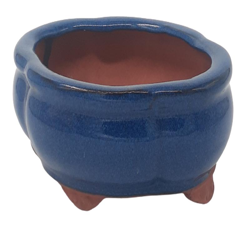 15 x 12 x 5 cm Glazed Bonsai Pot - Blue