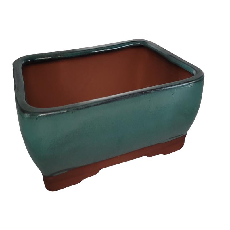 30 x 23 x 9 cm - Glazed Bonsai Pot - Green