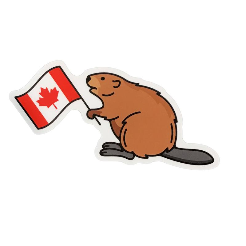 Sticker, 3in,Canadian Flag Beaver