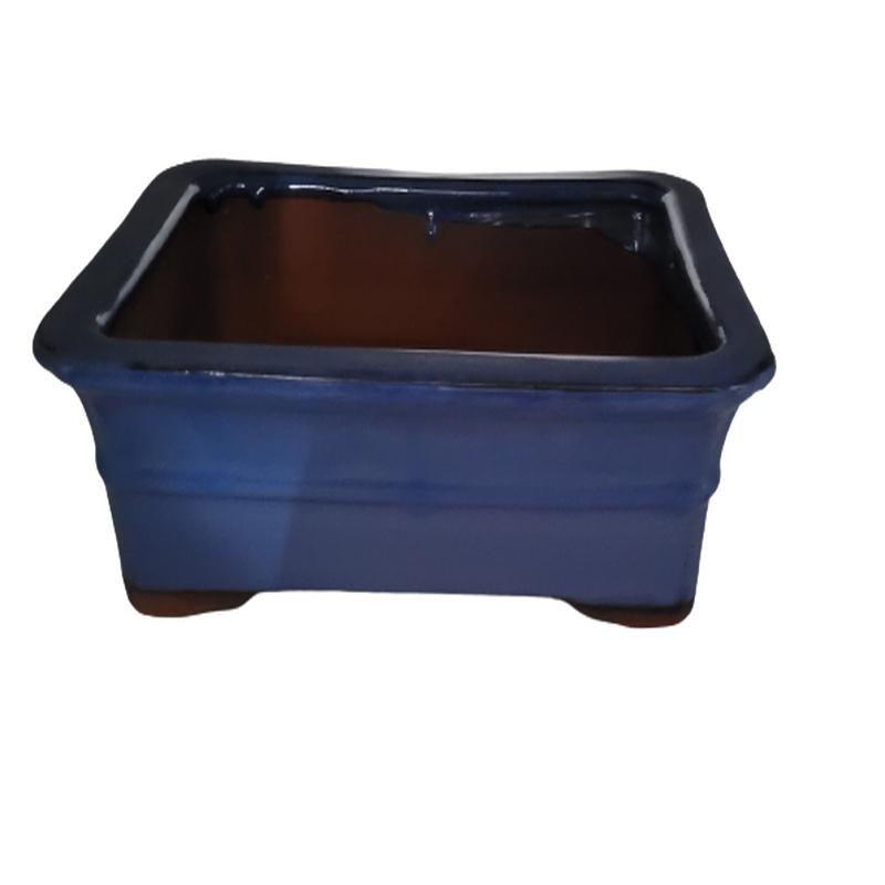 25 x 20 x 8 cm - Glazed Bonsai Pot - Blue
