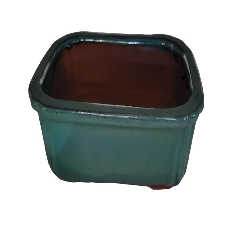 27 x 20 x 8 cm - Glazed Bonsai Pot - Green
