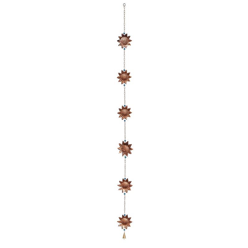 Sunflower With Beads Rain Chain 96in